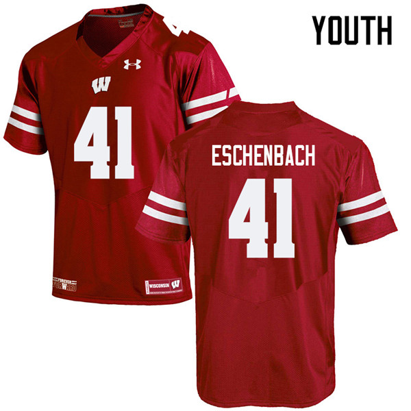 Youth #41 Jack Eschenbach Wisconsin Badgers College Football Jerseys Sale-Red - Click Image to Close